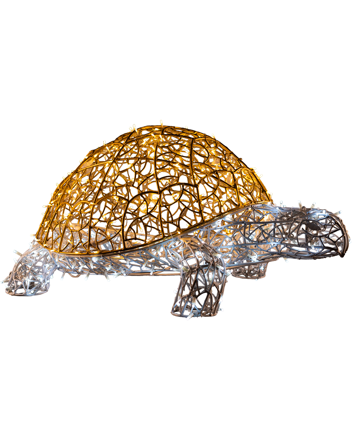 LED-Schildkröte von Alganic in Gold und Weiß – detailreiche Lichtskulptur mit stilvoller Ausstrahlung für Dekoration & Events