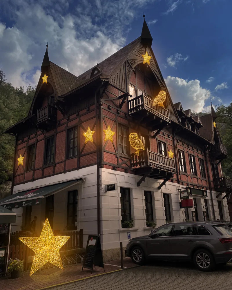 LED-Deko-Eule aus Aluminium – 120 cm hoch, gold, wetterfest für Außenbereich