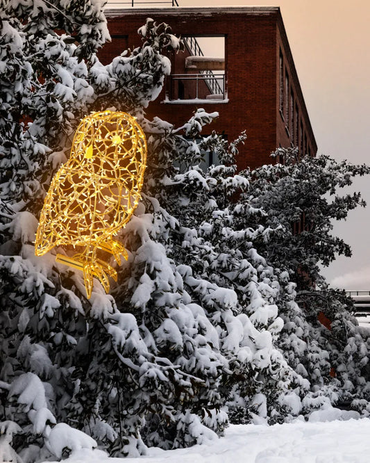LED-Deko-Eule aus Aluminium – 120 cm hoch, gold, wetterfest für Außenbereich