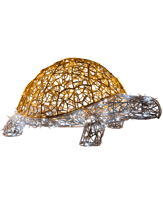 LED-Schildkröte von Alganic in Gold und Weiß – detailreiche Lichtskulptur mit stilvoller Ausstrahlung für Dekoration & Events